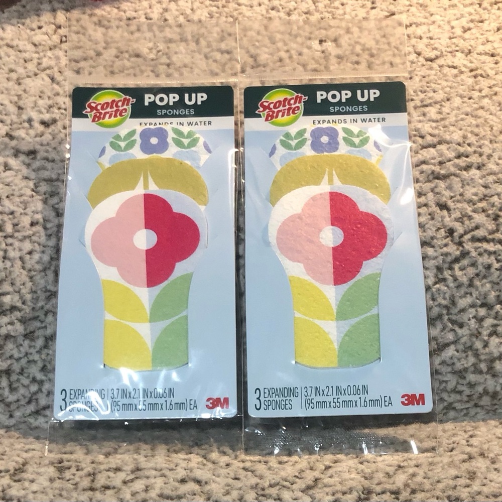 Scotch-Brite Pop Up Expanding Sponges - Expands in Water  (3 Pack, Lot of 2).